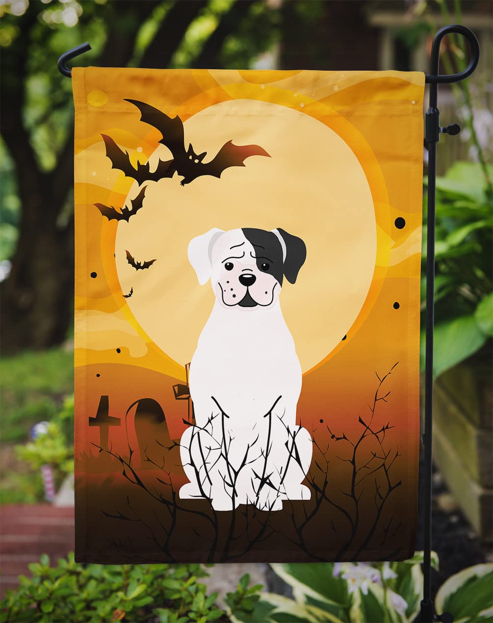 Drapeau de jardin Caroline's Treasures BB4380GF Halloween White Boxer Cooper, petit, multicolore