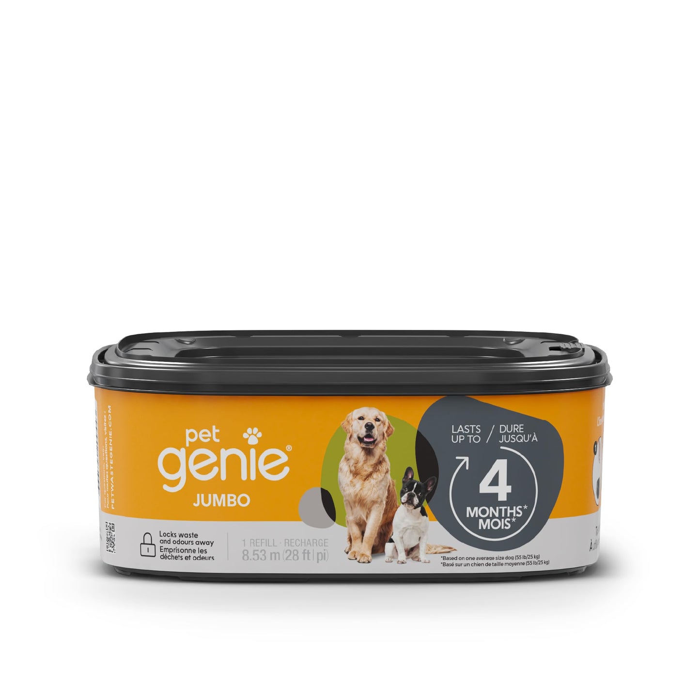 Pet Genie Jumbo Refill Bags - Multi-Layer Continuous film for Waste and Odor - Up to 4 Months of Supply, Only Compatible with Pet Genie Pail