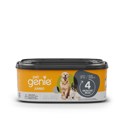 Pet Genie Jumbo Refill Bags - Multi-Layer Continuous film for Waste and Odor - Up to 4 Months of Supply, Only Compatible with Pet Genie Pail