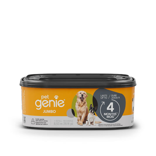 Pet Genie Jumbo Refill Bags - Multi-Layer Continuous film for Waste and Odor - Up to 4 Months of Supply, Only Compatible with Pet Genie Pail