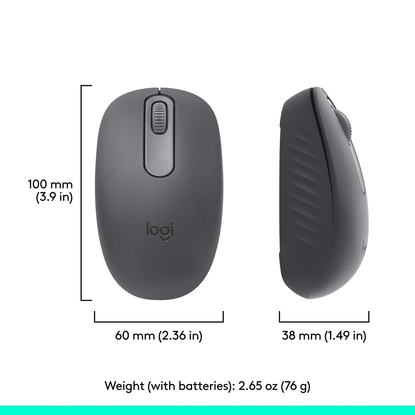 Logitech M196 Bluetooth Wireless Mouse, Compact and Portable Mouse for Laptops, Tablets and More, 12-Month Battery, Smooth Tracking, Compatible with PC and Mac, Windows and macOS - Graphite - Available at All In One Marketplace Canada