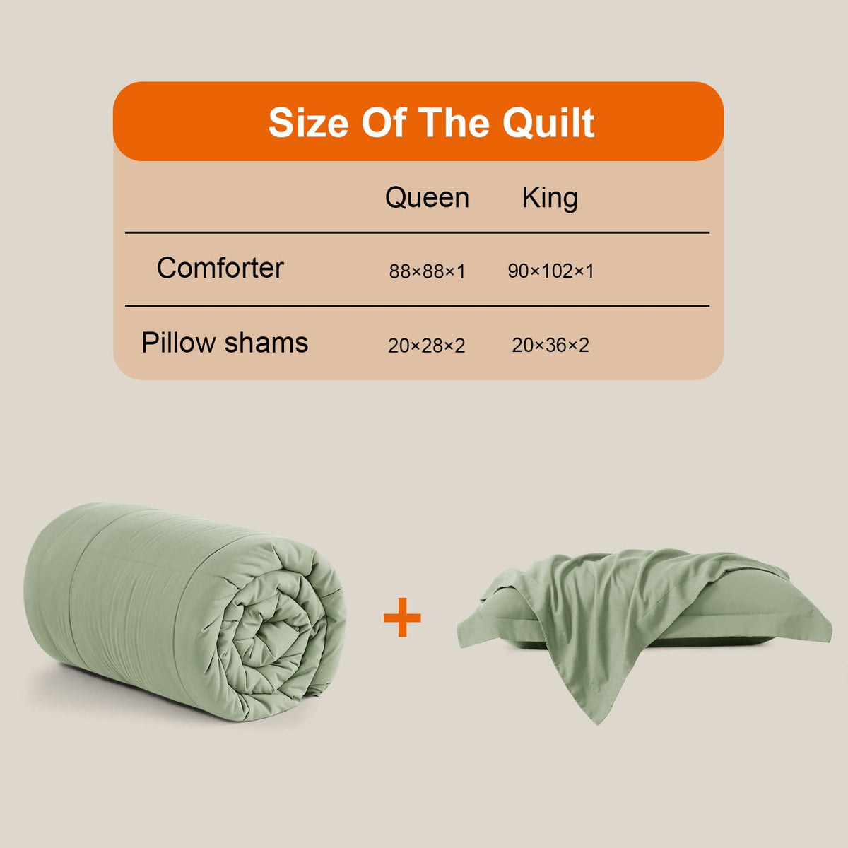 All Season Queen Comforter Set 3 PCs Soft Quilted Down Alternative Comforter+2 Pillow Shams with Corner Tabs,Winter Summer Warm Fluffy,Machine Washable (Sage Green, Queen) 🍁 All In One Marketplace Canada