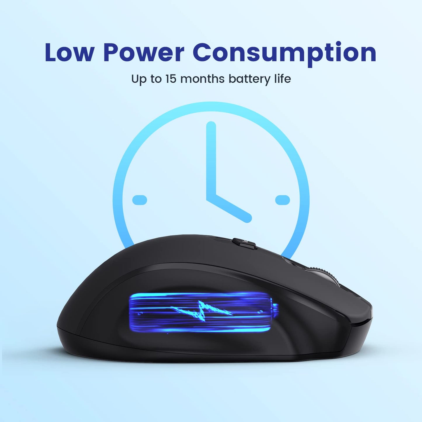 LODVIE Wireless Mouse for Laptop,2400 DPI Wireless Computer Mouse with 6 Buttons,2.4G Ergonomic USB Cordless Mouse,15 Months Battery Life Mouse for Laptop PC Mac Computer Chromebook MacBook-Black