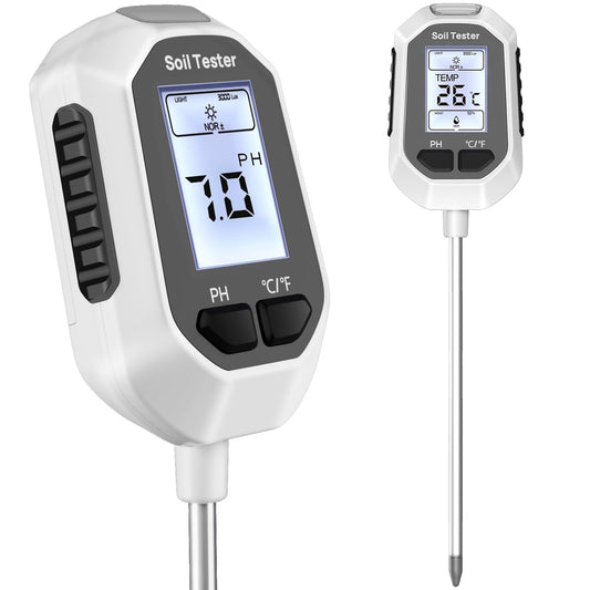 4-in-1 Soil Moisture Meter Digital Plant Temperature/Soil Moisture/PH Meter/Sunlight Intensity Backlight LCD Display Soil Test Meter for Gardening, Farming and Outdoor Plants - Available at All In One Marketplace Canada