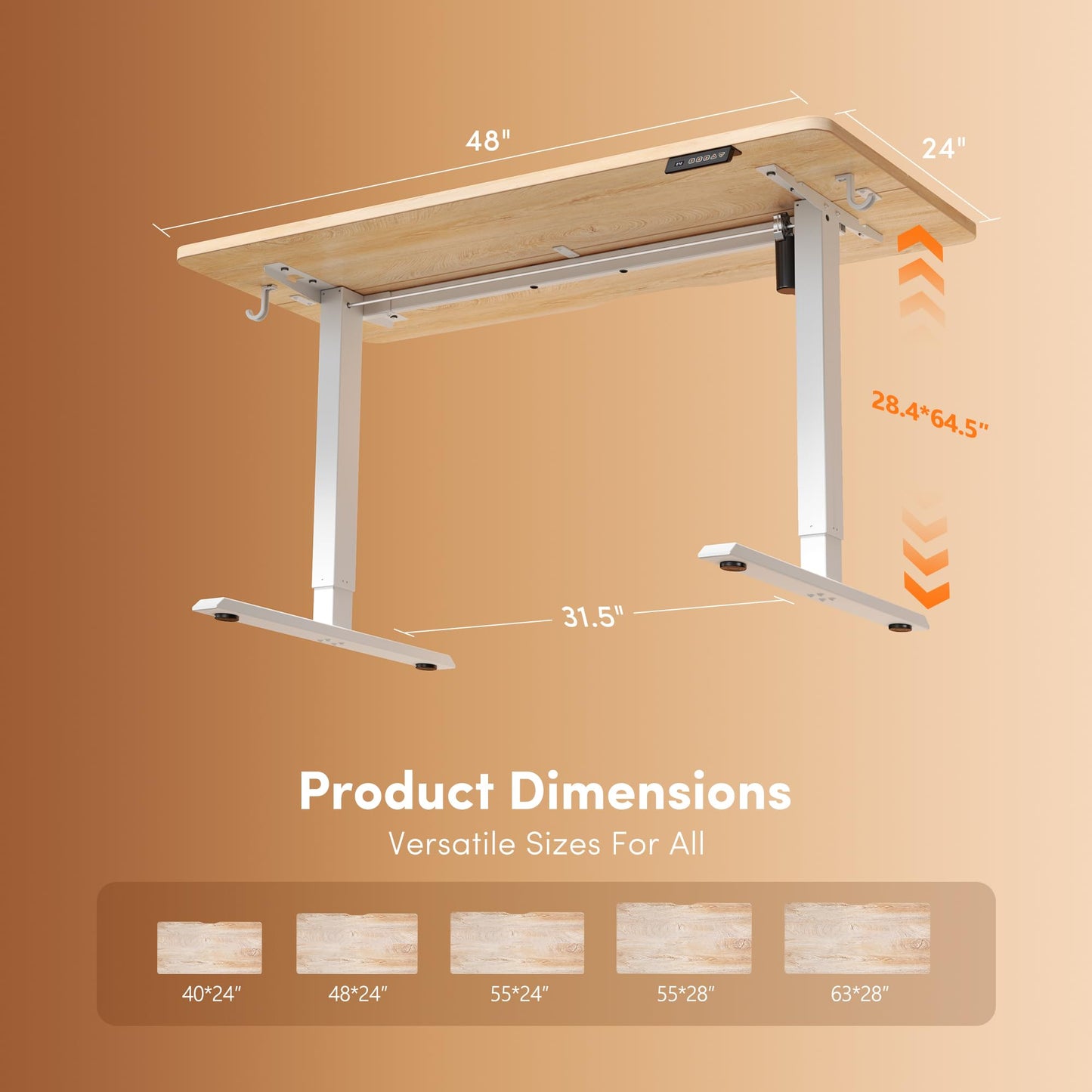 FEZIBO Standing Desk 47 x 24 Inch, Height Adjustable Desk with Memory Buttons, Electric Sit Stand Desk with 7th Gen Lift System, Home Office Table with Splice Board (Maple) - Available at All In One Marketplace Canada