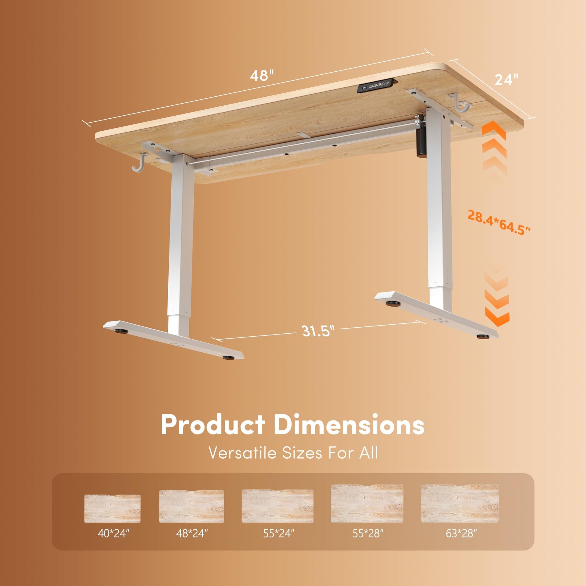 FEZIBO Standing Desk 47 x 24 Inch, Height Adjustable Desk with Memory Buttons, Electric Sit Stand Desk with 7th Gen Lift System, Home Office Table with Splice Board (Maple) - Available at All In One Marketplace Canada