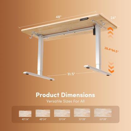 FEZIBO Standing Desk 47 x 24 Inch, Height Adjustable Desk with Memory Buttons, Electric Sit Stand Desk with 7th Gen Lift System, Home Office Table with Splice Board (Maple) - Available at All In One Marketplace Canada