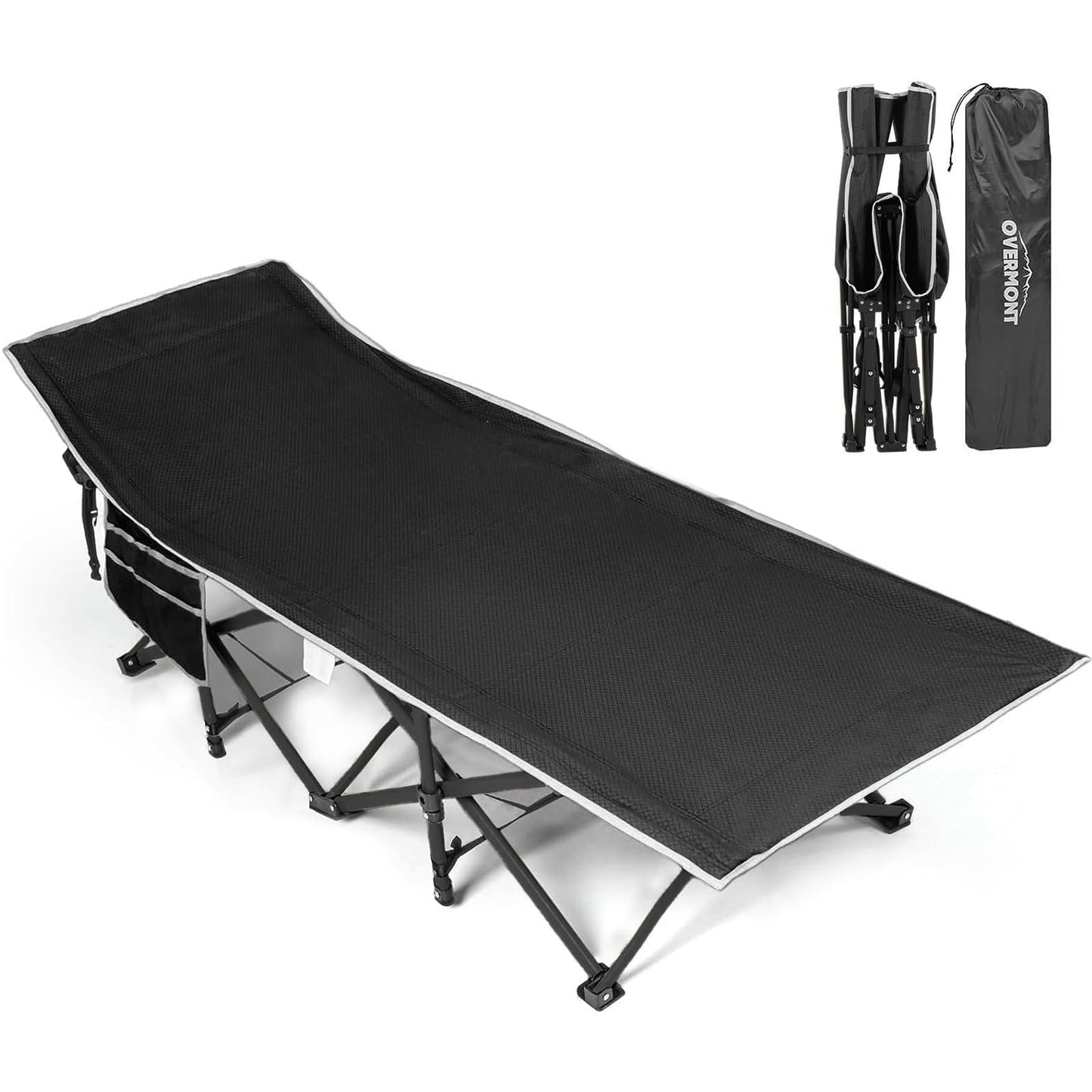 Overmont Portable Folding Camping Cot - 28” Extra Wide Portable Sleeping Cot Load 550 LBS with Carry Bag for Outdoor Travel Home Office Nap, Black OVERMONT