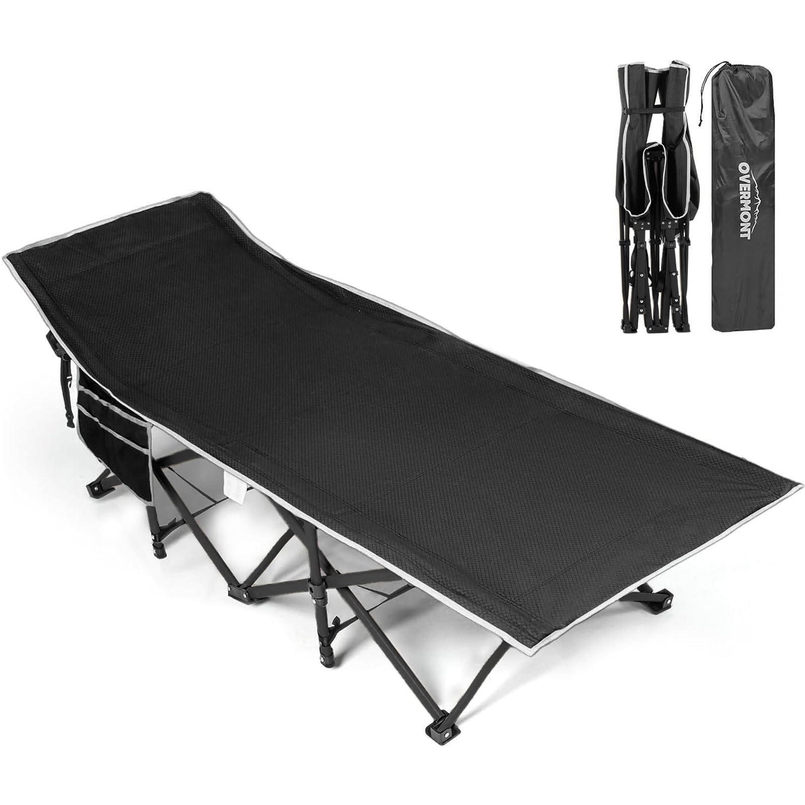 Overmont Portable Folding Camping Cot - 28” Extra Wide Portable Sleeping Cot Load 550 LBS with Carry Bag for Outdoor Travel Home Office Nap, Black OVERMONT