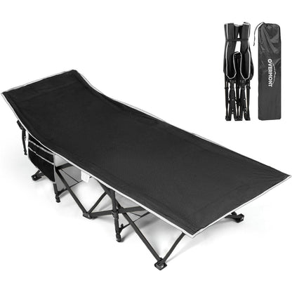 Overmont Portable Folding Camping Cot - 28” Extra Wide Portable Sleeping Cot Load 550 LBS with Carry Bag for Outdoor Travel Home Office Nap, Black OVERMONT