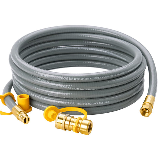 CALPOSE 15 Feet 3/8 inch ID Natural Gas Grill Hose with Quick Connect Fittings, Natural Gas Line for Grill, Pizza Oven, Heater and More Low Pressure Appliance - Available at All In One Marketplace Canada
