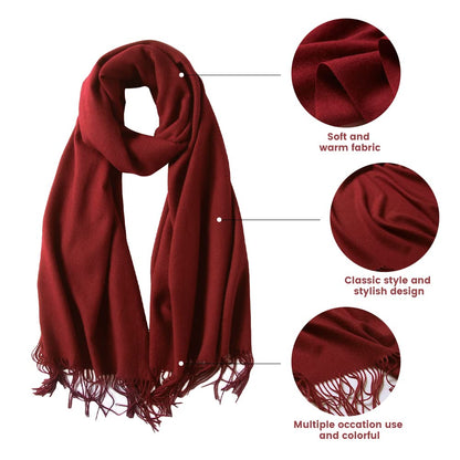 MaaMgic Women's Large Soft Feel Pashmina Shawls Wraps Light Winter Scarf,Burgundy 🍁 All In One Marketplace Canada