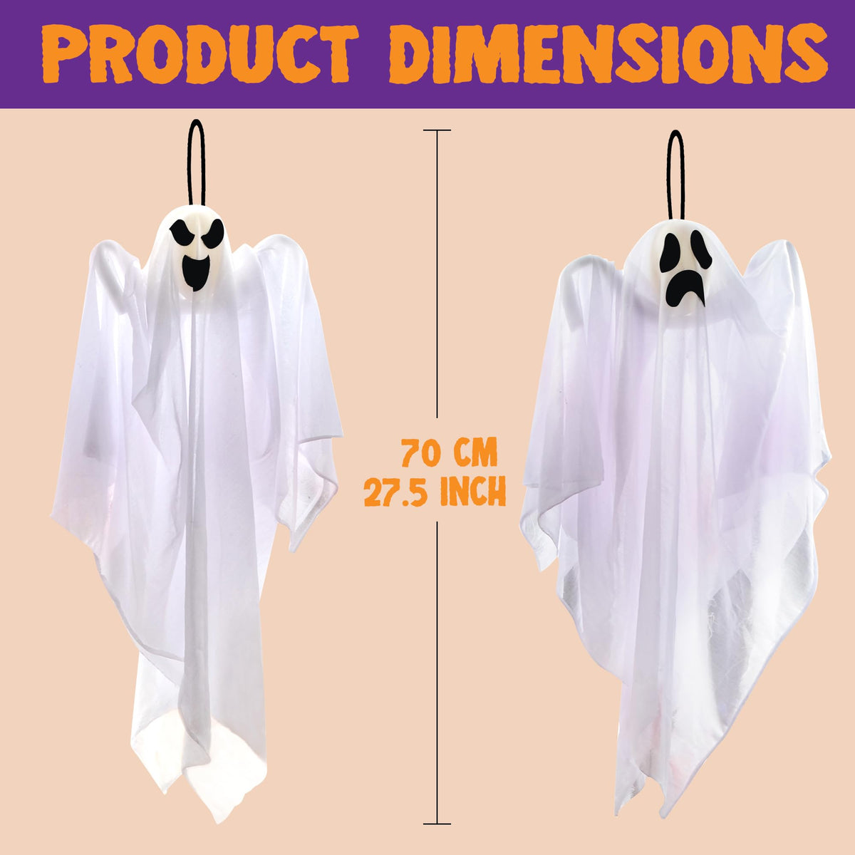JOYIN 3 PCS Halloween Party Decorations 27.5" Hanging Ghosts, Cute Flying Ghosts for Front Yard Patio Lawn Garden Party Décor and Holiday Decorations 🍁 All In One Marketplace Canada