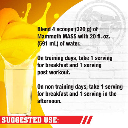MAMMOTH MASS Weight Gainer Protein Powder - High Calorie Muscle Building Shake, Vanilla, 15 lb