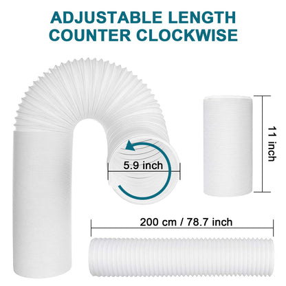 Portable Air Conditioner Hose with 5.9" Diameter & 80" Length Anti-Clockwise Thread, Universal Portable AC Exhaust Hose Air Conditioner Parts & Accessories - Available at All In One Marketplace Canada