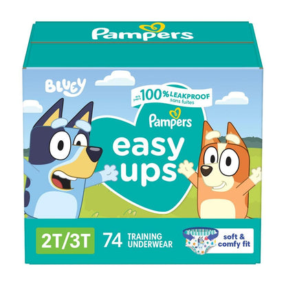 Pampers Easy Ups Girls & Boys Potty Training Pants, Size 4 (2T3T), 74 Count, Bluey Absorbent Training Underwear, Up to 100% Leakproof Day and Night, Hypoallergenic 🍁 All In One Marketplace Canada