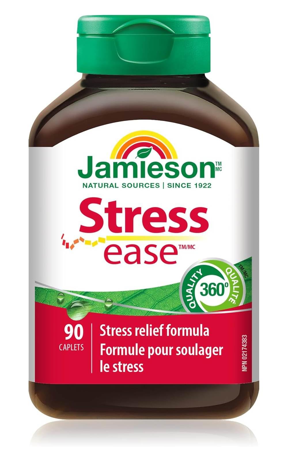 Jamieson Stressease Vitamin B Complex with Vitamin C, Magnesium, Calcium, and Zinc, Packed with 13 Essential Nutrients, Stress Relief Formula, Supports Energy Production, Metabolism, and Immune Support. Vegetarian, Gluten-Free, 90 Caplets, Proudly Canadia - Available at All In One Marketplace Canada