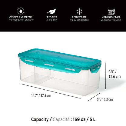 Starfrit LocknLock Plastic Bread Container - Removable Divider - 169oz/5L - Airtight - 4-Sided Locking Lid