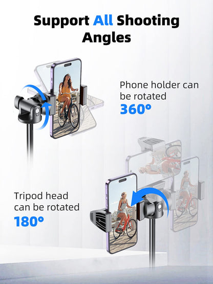 Kaiess 62" Phone Tripod, Selfie Stick Tripod & Phone Tripod Stand with Remote, Cell Phone Tripod for iPhone, Extendable Travel Tripod Compatible with iPhone/Android/Camera - Available at All In One Marketplace Canada