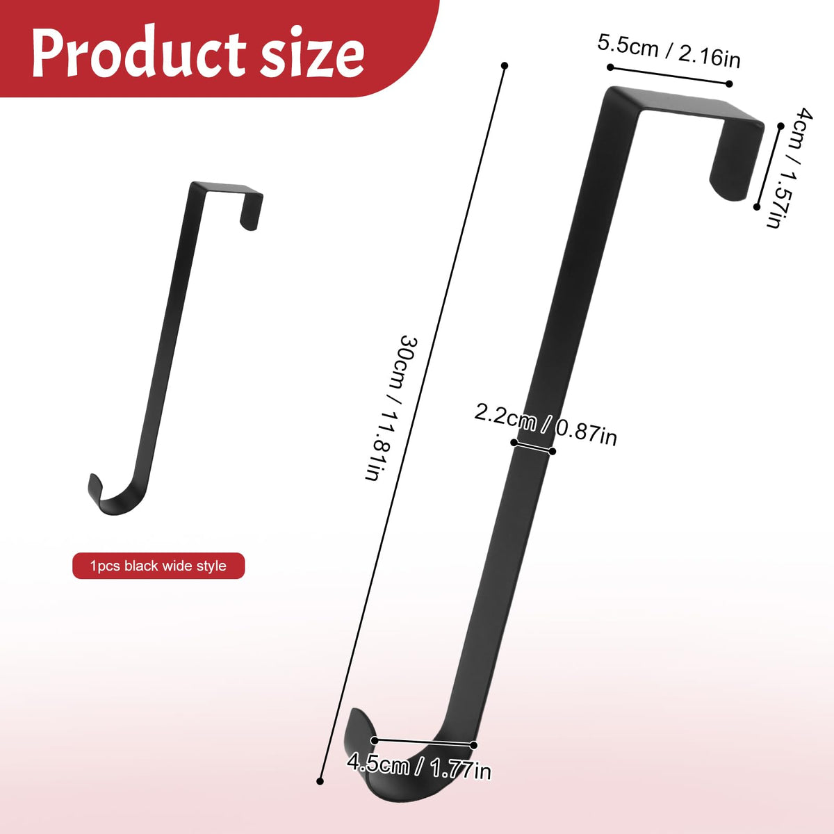 ZningEsxi 30 cm Slim Wreath Hanger for Front Door Black Door Wreath Hangers 🍁 All In One Marketplace Canada