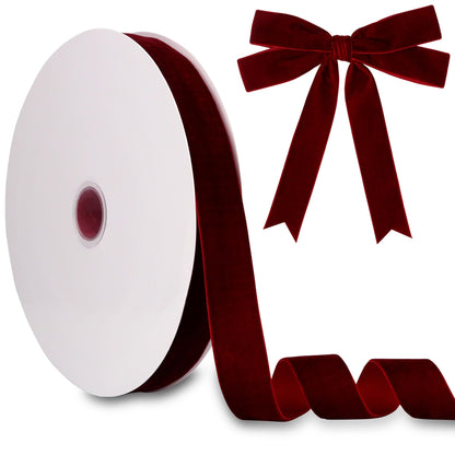 1 Inch Velvet Ribbon 30 Yards LVYOUIF Single Side Flocked Christmas Ribbon Roll for Gift Wrapping, Bouquets, Tree Bows, Holiday & Party Decoration Burgundy -240 🍁 All In One Marketplace Canada
