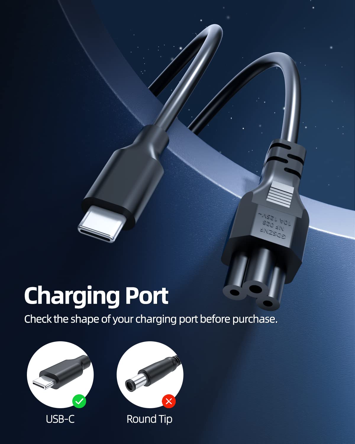 65W USB C Laptop Charger for Lenovo ThinkPad ChromeBook Yoga IdeaPad