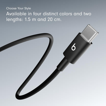 Beats USB-C to USB-C Woven Cable Fast Charging Durable/Tangle-Free Compatible Charger for Apple & Android Devices (1.5 m) - Bolt Black