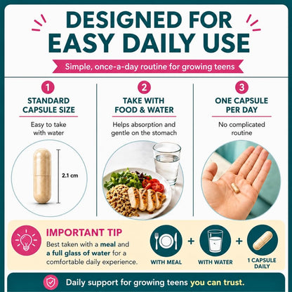 Quest Vitamins Her Daily One for Teen Girls Ages 9–18 – Once-Daily Multivitamin & Mineral Supplement for Skin, Bone & Immune Support – 90 Capsules (3-Month Supply)