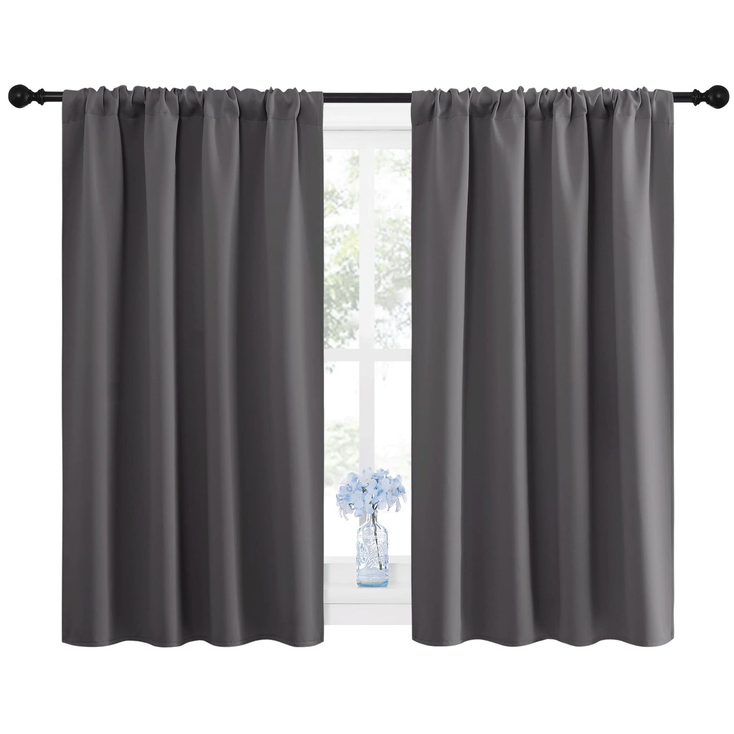 NICETOWN Blackout Kitchen Curtains 45 Inches Long, W42 x L45, Grey 🍁 All In One Marketplace Canada