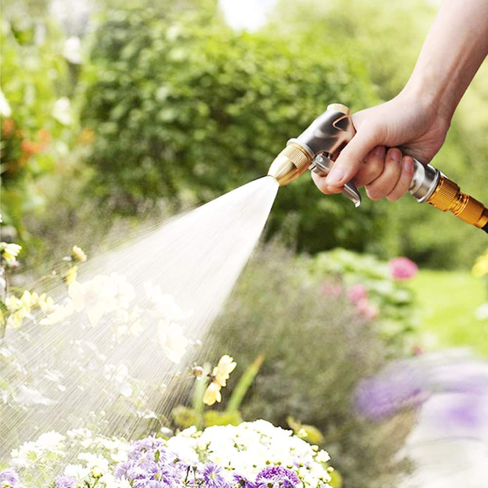 FANHAO Garden Hose Nozzle Sprayer, 100% Heavy Duty Metal Handheld Water Nozzle High Pressure in 4 Spraying Modes for Hand Watering Plants and Lawn, Car Washing, Patio and Pet - Available at All In One Marketplace Canada