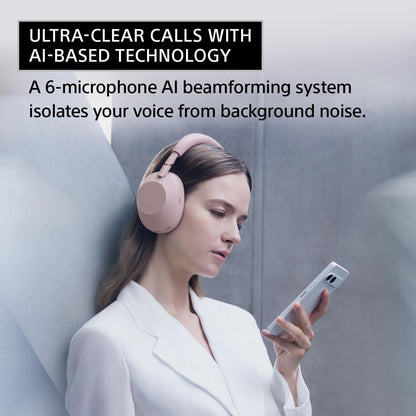 Sony WH-1000XM6 The Best Wireless Noise Canceling Headphones, HD NC Processor QN3, 12 Microphones, Adaptive NC Optimizer, Mastered by Engineers, Studio-Quality, 30-Hour Battery, Sand Pink Sony