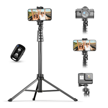 UBeesize 62" Phone Tripod & Selfie Stick with Wireless Remote and Phone Holder, Compatible with iPhone and Android for Selfies, Video Recording, and Live Streaming(Black) 🍁 All In One Marketplace Canada
