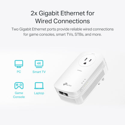 TP-Link AV2000 Powerline Adapter (TL-PA9020P KIT) – 2 Gigabit Ports, Passthrough, Ethernet Over Power, Plug&Play, Noise Filtering, Ideal for Gaming 🍁 All In One Marketplace Canada