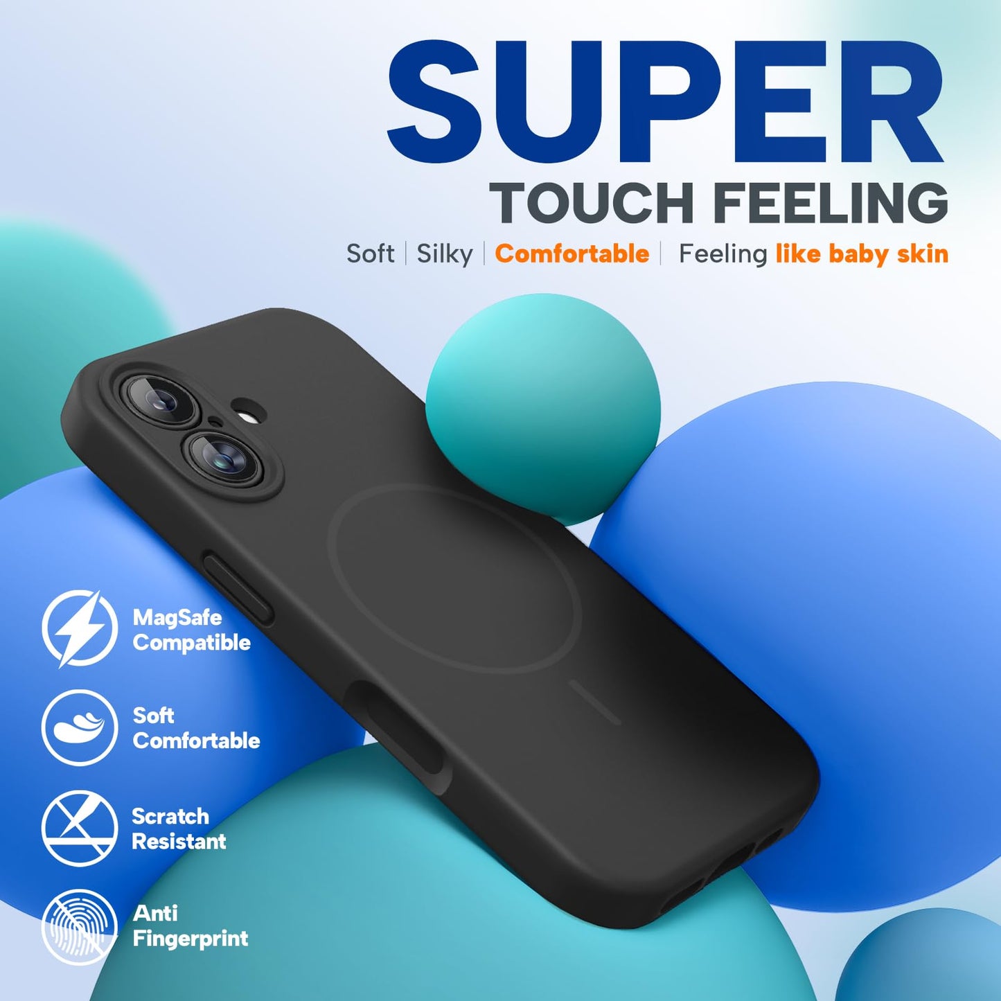 Miracase Magnetic for iPhone 17 Case, Compatible with MagSafe, Integrated Silicone Camera Control Cover, 3.0mm Thicken Shockproof Drop Protection Phone Case for 17,Black