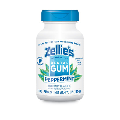Zellie's 100% Xylitol Peppermint Chewing Gum - Sugar Free (100 Count)
