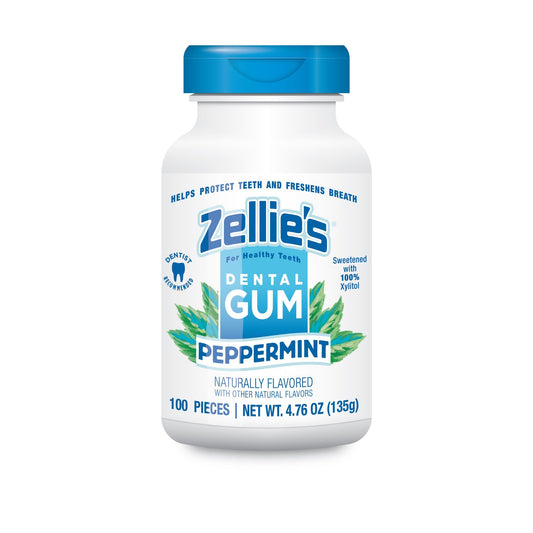 Zellie's 100% Xylitol Peppermint Chewing Gum - Sugar Free (100 Count)