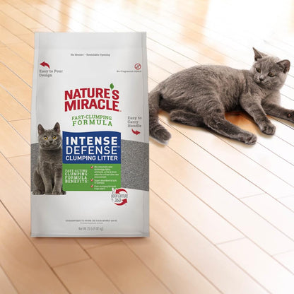 Nature’s Miracle Intense Defense Odor Control Litter, 20 Pounds, Odor Control, Fast-Clumping Litter For Multi-Cat Households