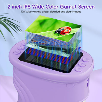 Temodu Kids Microscope 2.0" Screen 1000X Digital Microscope for Kids, Mini Pocket Handheld Microscopes for Children Birthday Festival Gift, Science Education Fun Toys for Boys Girls Ages 4-12 (Purple)