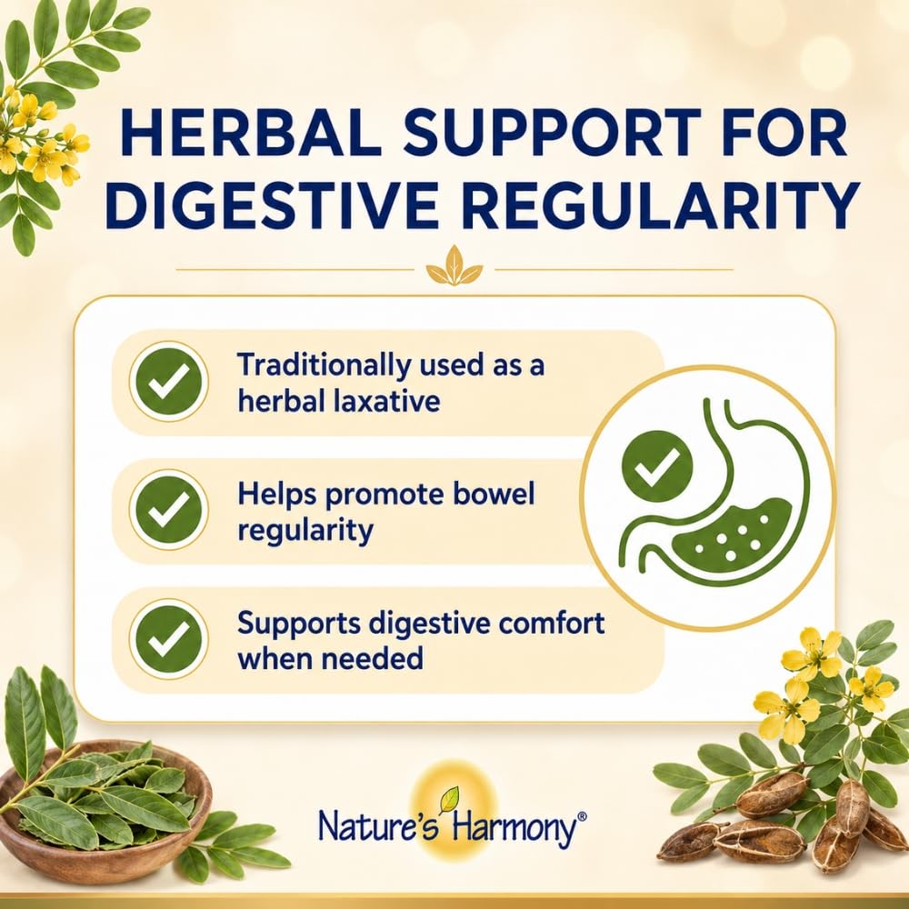 Nature’s Harmony Stomach Ease – Herbal Laxative for Digestive Comfort & Bowel Regularity – Senna, Cascara & Peppermint – 250 Tablets 🍁 All In One Marketplace Canada