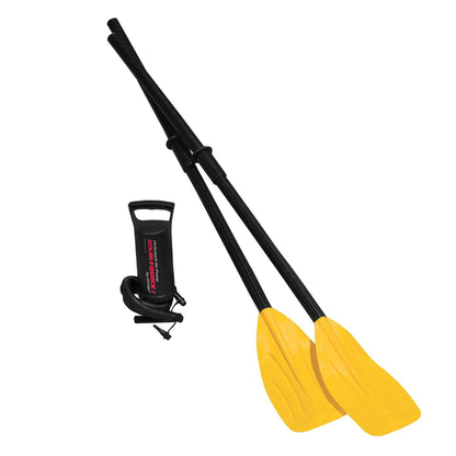 INTEX 58332EP Explorer 300 Inflatable Boat Set: Includes Deluxe Boat Oars and Mini Hand Pump – Dual Air Chambers – Grab Rope – 3-Person – 410lb Weight Capacity Intex