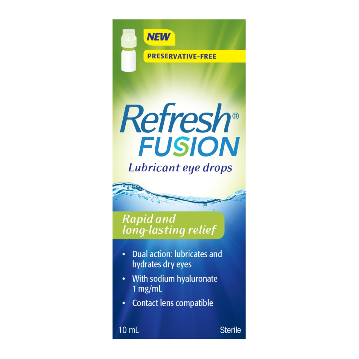 Refresh Fusion Lubrifiant gouttes ophtalmiques pour yeux secs, formule sans conservateur, 10 ml