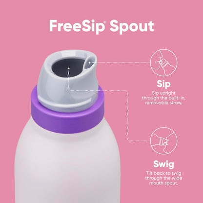 Owala FreeSip Twist Insulated Stainless Steel Water Bottle with Straw for Sports and Travel, BPA-Free, 24-oz, Pink/Purple (Dreamy Field) 🍁 All In One Marketplace Canada