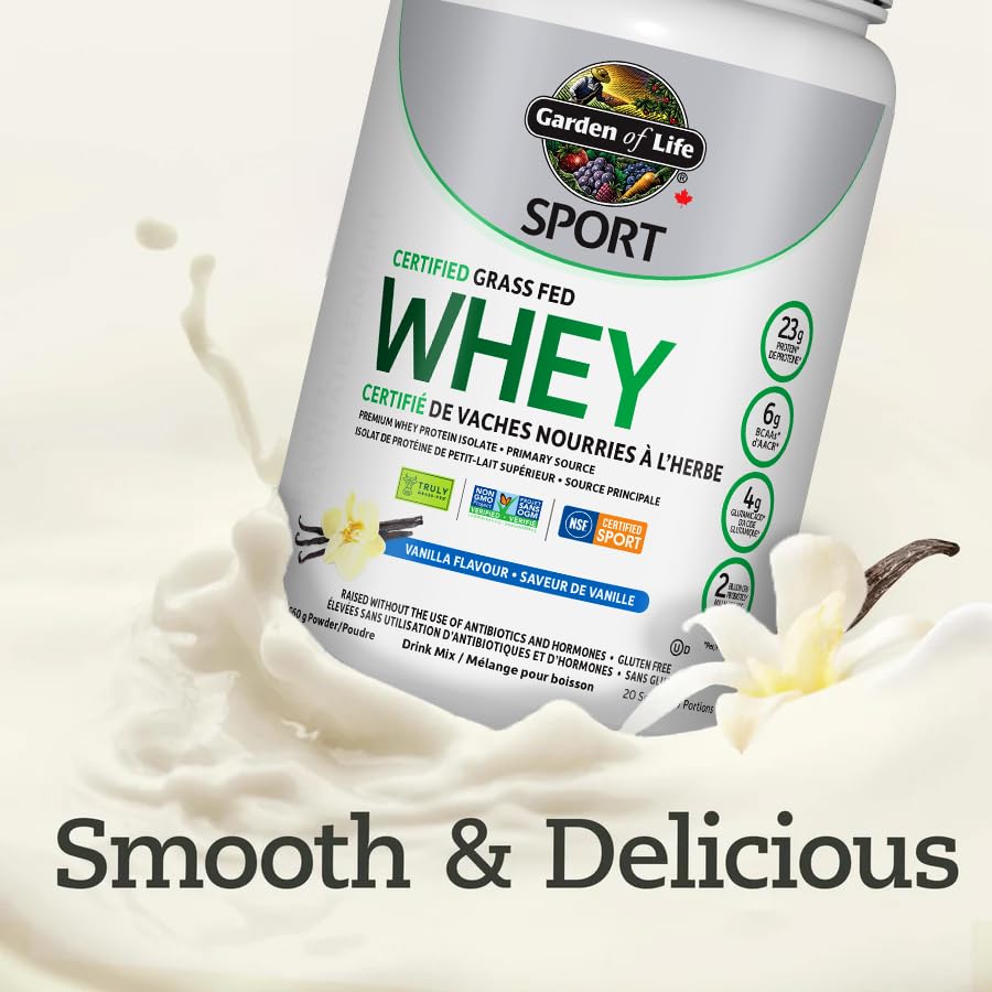 Garden of Life Sport Certified Grass Fed Whey, Vanilla, 640g