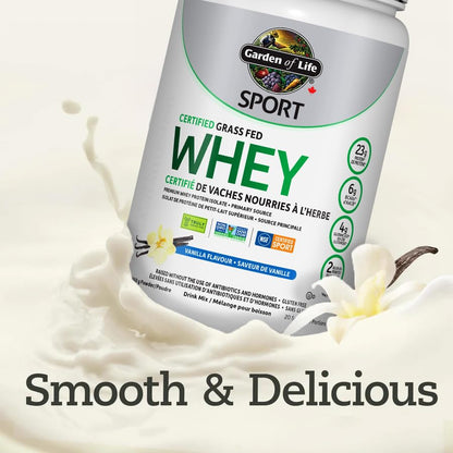 Garden of Life Sport Certified Grass Fed Whey, Vanilla, 640g