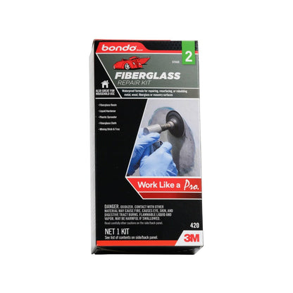 3M Bondo Fiberglass Resin Repair Kit, 0.45 Pint, Includes Fiberglass Resin, Liquid Hardener, Spreader, Fiberglass Cloth and Mixing Tray, Repair Holes & Scratches on Automobiles, Boats and More (420) 3M