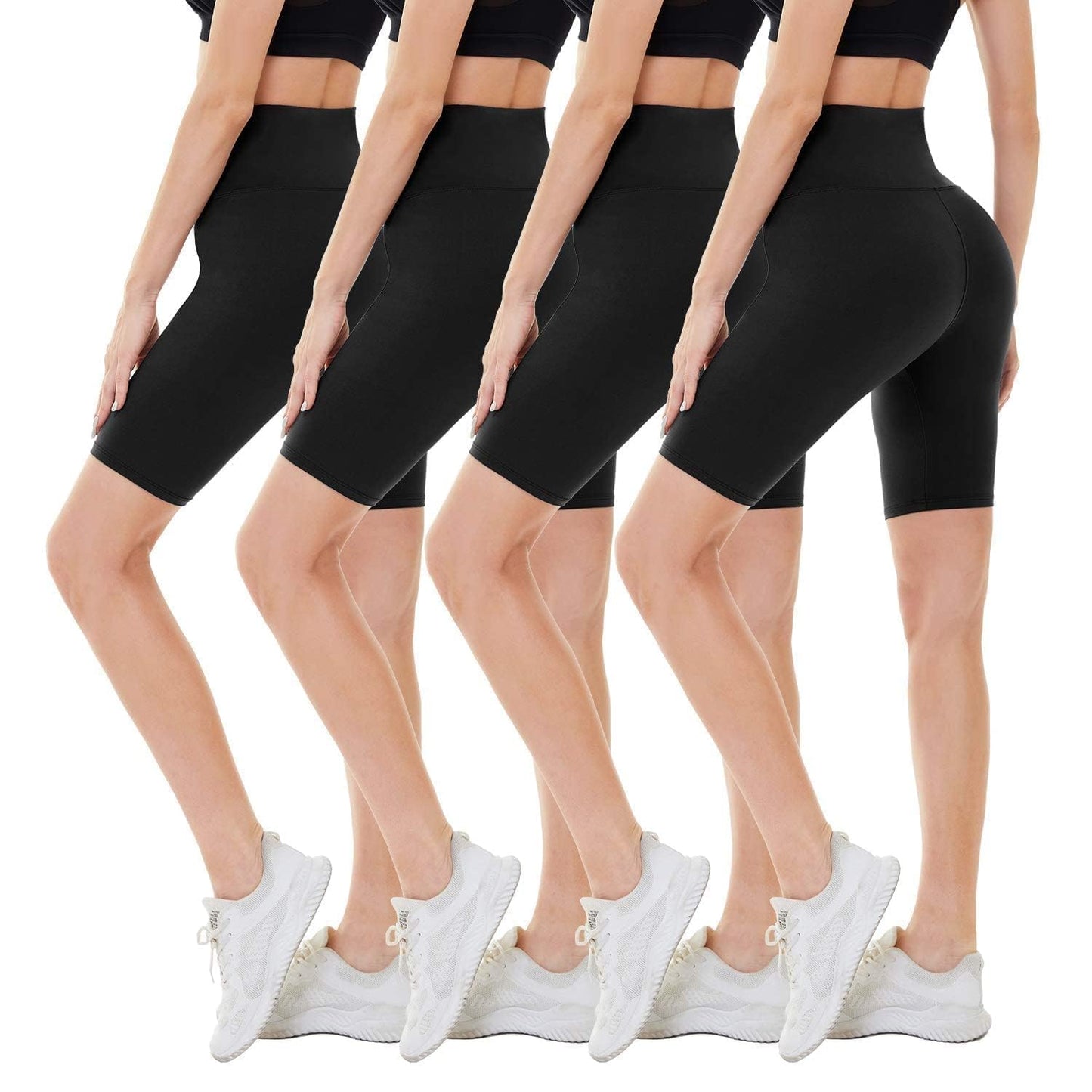 CAMPSNAIL 4 Pack Biker Shorts Women - 5"/8" High Waisted Soft Tummy Control for Workout Gym Yoga Running Summer Shorts