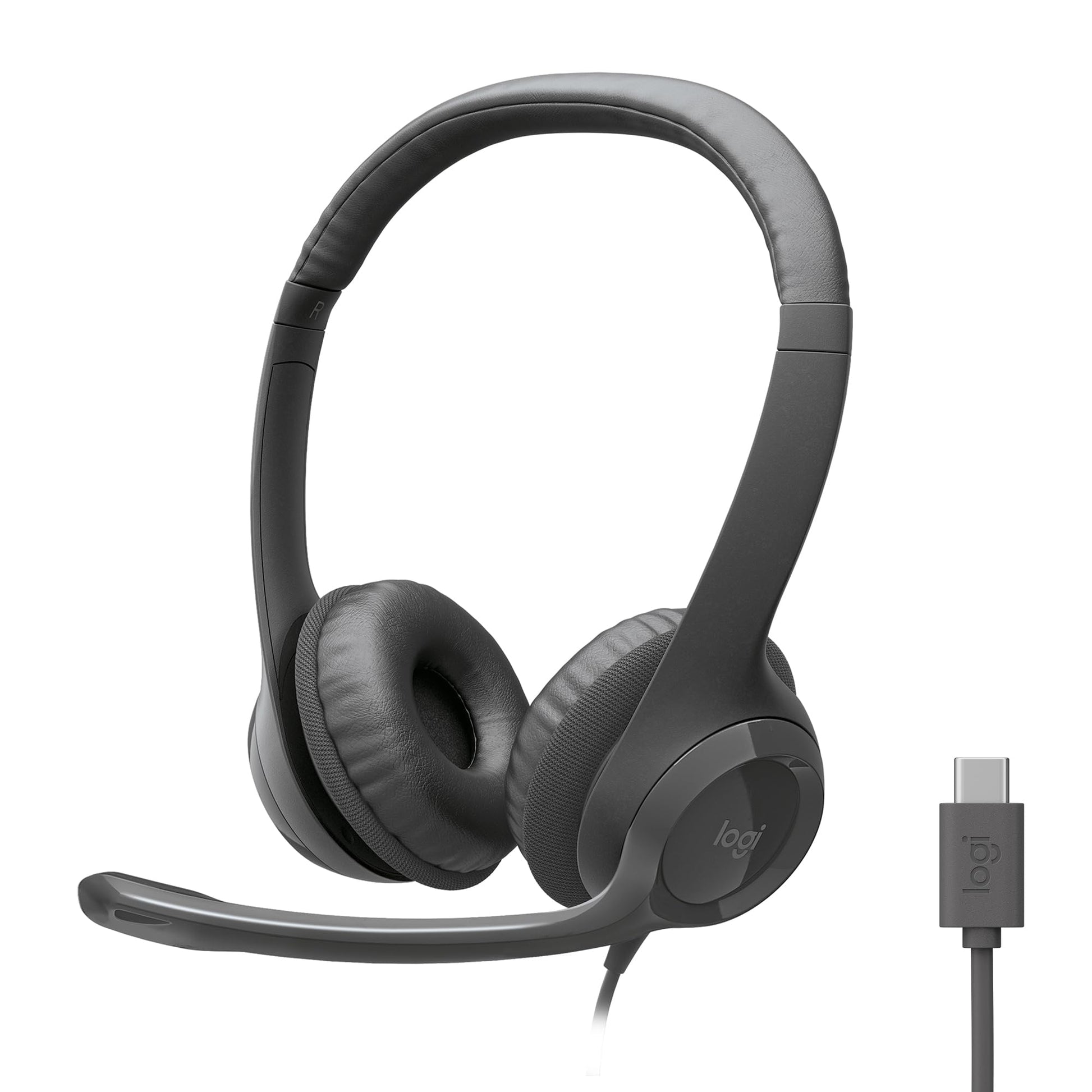 Logitech H391 Wired Headset for PC/Laptop, Stereo Headphones with Noise Canceling Microphone, USB-C, in-Line Controls, Works with Chromebook - Graphite - Available at All In One Marketplace Canada