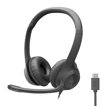 Logitech H391 Wired Headset for PC/Laptop, Stereo Headphones with Noise Canceling Microphone, USB-C, in-Line Controls, Works with Chromebook - Graphite - Available at All In One Marketplace Canada