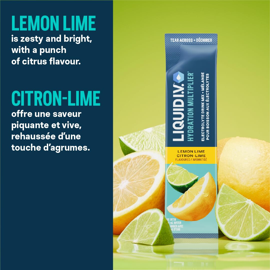 Liquid I.V. Hydration Multiplier Electrolyte Drink Mix - Enhanced Hydration Electrolyte Powder with Vitamins B3, B5, B6, B12 and C -18x On-the-go Sticks for Workout and Travel - Lemon Lime