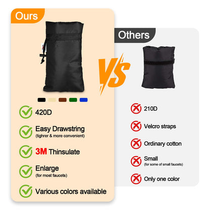 Enlarge Outdoor Faucet Cover for Winter Freeze Protection, 3M Thinsulate, 10"H x 6.3"W Hose Bib Covers for Wall Taps Outside, Waterproof & Frost Free Insulated Spigot Cover, 2 Pcs Faucet Socks - Black 🍁 All In One Marketplace Canada
